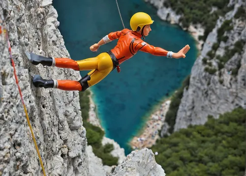 World class highliner Alexander Schultz, showing extreme focus and determination for the return of the extremely saggy shortest leg of the first space-highline of Gorges du Verdon, France. ..2012 © Pe