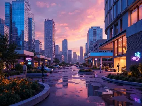 songdo,makati,cityplace,jbr,ortigas,colorful city,bgc,sanlitun,guangzhou,evening city,luxehills,doha,mississauga,microdistrict,dubay,chengli,hkmiami,futuristic landscape,cityscape,bangkok