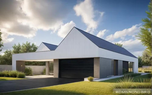 replace with black driveway paving,folding roof,3d rendering,inverted cottage,house shape,modern house,metal roof,prefabricated buildings,roof landscape,frame house,landscape design sydney,modern arch