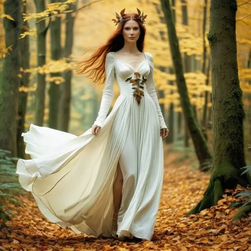 ballerina in the woods,celtic woman,faerie,behenna,margaery,girl in a long dress,Illustration,Realistic Fantasy,Realistic Fantasy 14