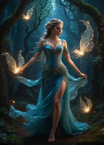 Female Will-O-Wisp.,faerie,blue enchantress,fantasy picture,faery,fantasy art,the enchantress,celtic woman,sorceress,dryad,fairy queen,fantasy woman,fae,fantasy portrait,fairies aloft,fantasia,mystica