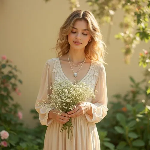 romantic look,beautiful girl with flowers,linen heart,vintage dress,vintage floral,bridesmaid,jessamine,wedding dresses,wedding dress,vintage flowers,holding flowers,boho,flowy,vintage lace,wedding gown,annulments,bridal jewelry,sposa,inbal,flower girl,Photography,General,Realistic