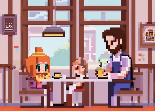 coffee shop,retro diner,the coffee shop,cat's cafe,pixel art,dog cafe,low poly coffee,tearoom,soda shop,paris cafe,ice cream parlor,cafe,barber shop,ice cream shop,coffeehouse,diner,drinking coffee,pizzeria,pastry shop,café,Unique,Pixel,Pixel 01