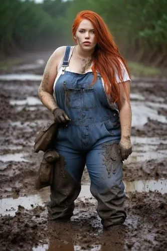 girl in overalls,farm girl,overalls,farmer in the woods,farmhand,mud,forewoman,dungarees,farmer,hard woman,countrygirl,countrywoman,mudbath,mudhole,farmworker,coveralls,muddied,female worker,muddier,b