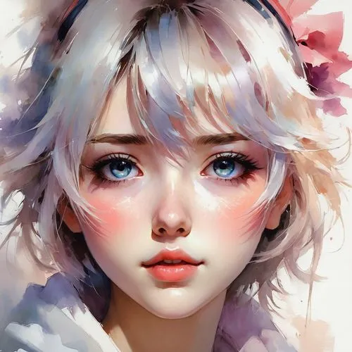 girl portrait,ayanami,nanami,fantasy portrait,rei ayanami,shimei,Conceptual Art,Oil color,Oil Color 03