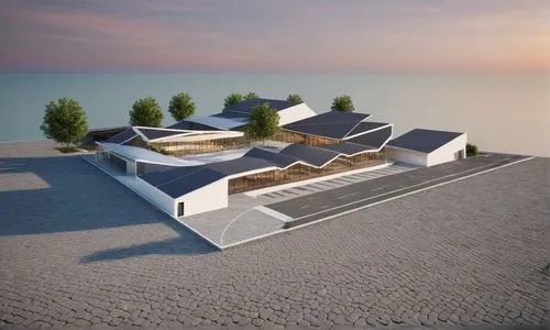 dunes house,3d rendering,render,coastal protection,flat roof,beach house,3d render,roof landscape,island poel,modern house,dune ridge,pool house,archidaily,residential house,model house,holiday home,knokke,admer dune,holiday villa,sewage treatment plant,Photography,General,Realistic