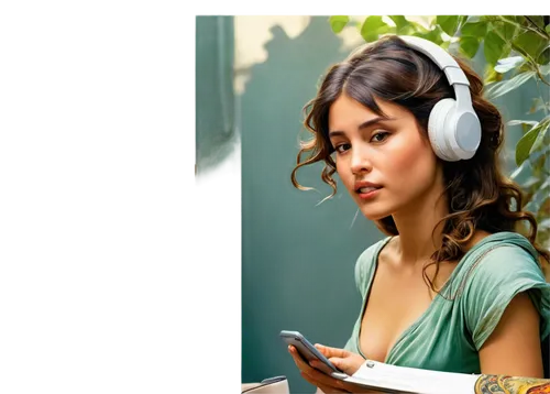 audio player,listening to music,girl studying,bluetooth headset,handsfree,music on your smartphone,wireless headset,audiobooks,bose,music player,saregama,listening,teleradio,headphones,the listening,woman holding a smartphone,plantronics,audiologist,audiofile,listeners,Conceptual Art,Fantasy,Fantasy 05