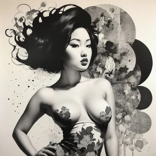 geisha girl,asian woman,pin-up girl,xueying,zuoying,vintage asian,retro pin up girl,oriental girl,jianying,pin up girl,sichuanese,oriental painting,rankin,wenhao,japanese art,janome chow,geisha,japanese woman,thuy,wenying,Conceptual Art,Graffiti Art,Graffiti Art 05