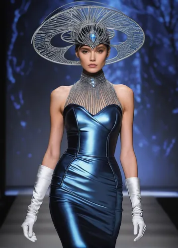 blue enchantress,haute couture,mazarine blue,ice queen,the hat of the woman,asian conical hat,headpiece,suit of the snow maiden,fashion doll,mazarine blue butterfly,fashion design,feather headdress,the hat-female,sapphire,bridal clothing,art deco woman,headdress,dress form,ladies hat,evening dress,Photography,Fashion Photography,Fashion Photography 22