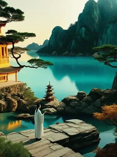 wudang,japan landscape,the golden pavilion,golden pavilion,asian architecture,oriental,Photography,General,Realistic