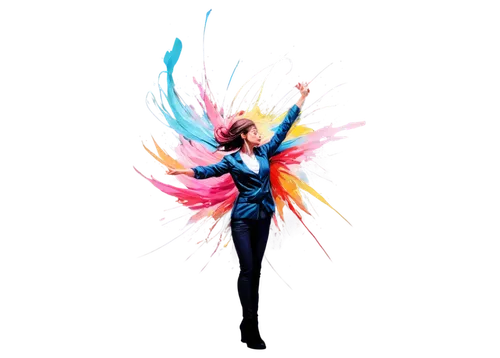 harmonix,firedancer,fire dancer,sylphs,soulforce,sylph,derivable,dancer,twirling,fantasia,angelfire,colorful foil background,rainbow background,dazzler,celestina,flying sparks,silhouette dancer,fire dance,dancing flames,aeris,Illustration,Paper based,Paper Based 20