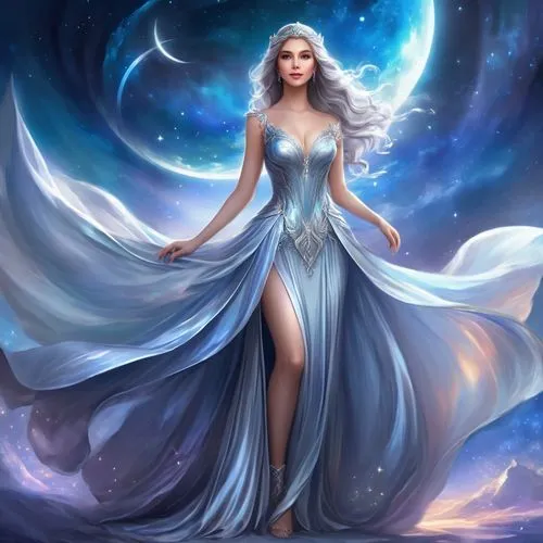 blue enchantress,margaery,sigyn,celtic woman,fantasy picture,ice queen,Illustration,Realistic Fantasy,Realistic Fantasy 01