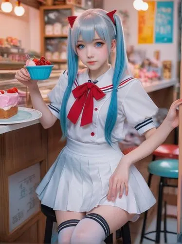 hatsune miku,doll kitchen,harajuku,retro diner,waitress,miku,japanese kawaii,rei ayanami,kawaii foods,kawaii food,sugar pie,anime japanese clothing,naginatajutsu,mikuru asahina,cosplay image,pizza service,japanese doll,ako,dorayaki,dollfie,Conceptual Art,Oil color,Oil Color 05