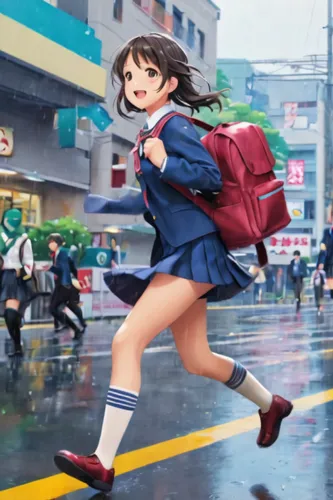 anime japanese clothing,anime 3d,kotobukiya,anime girl,anime cartoon,walking in the rain,harajuku,schoolgirl,haruhi suzumiya sos brigade,school skirt,school clothes,azusa nakano k-on,maimi fl,kantai c