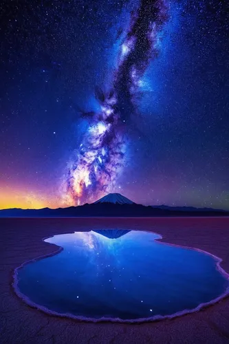 Bolivia Salar de Uyuni - Milky way. Me and my husband took it ourselves. This is one of most amazing picture that we've ever taken.,volcano pool,tongariro,alien planet,crater lake,alien world,the milk