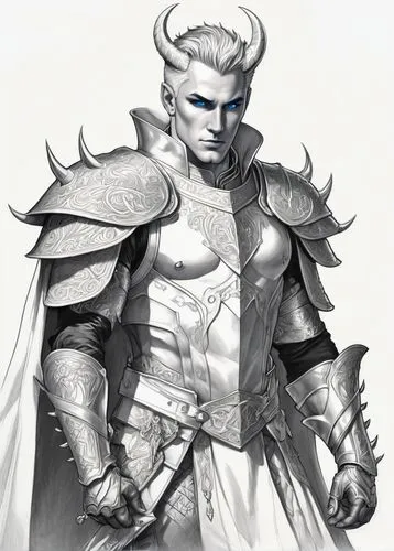 male elf,male character,alaunt,prejmer,father frost,daemon,cullen skink,heroic fantasy,armored,dark elf,fantasy warrior,uriel,half orc,armor,garuda,angry man,nelore,rein,dane axe,warlord,Illustration,Black and White,Black and White 30