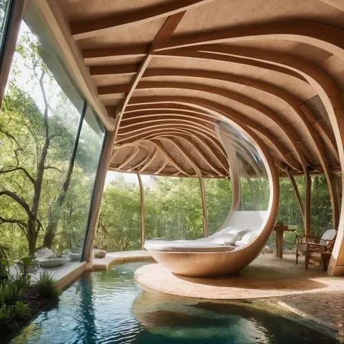 auroville,amanresorts,fallingwater,futuristic architecture,pool house,utzon,dunes house,earthship,archidaily,safdie,tree house hotel,cottars,roof landscape,infinity swimming pool,cochere,seidler,snohetta,roof structures,shappell,aqua studio