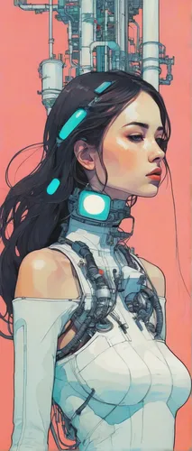 transistor,transistor checking,cybernetics,cyborg,cyberpunk,sci fiction illustration,augmented,cyber,mechanical,biomechanical,scifi,circuitry,cyberspace,robotic,head woman,futuristic,anaglyph,detail shot,machine,mecha,Illustration,Paper based,Paper Based 19