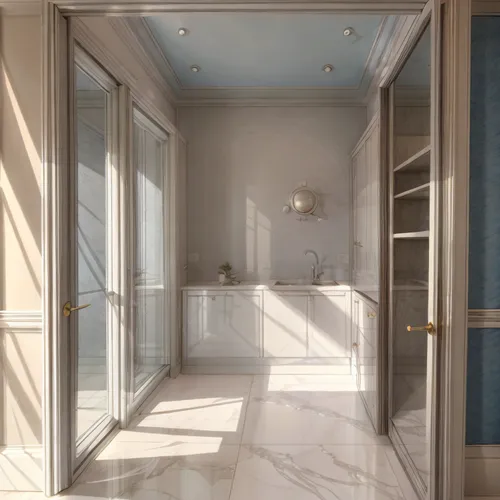 белык оттенки, немного голубых, теплый свет, уютно ,gustavian,enfilade,luxury bathroom,marazzi,marble texture,mudroom,bath room,plantation shutters,3d rendering,hinged doors,opaline,travertine,french 