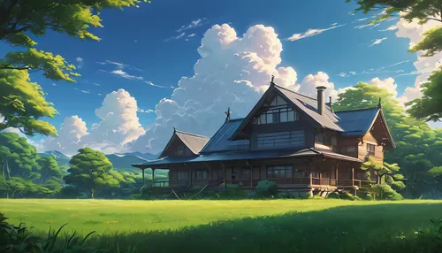 studio ghibli,house in the forest,dreamhouse,ghibli,forest house,summer cottage,witch's house,beautiful home,country house,home landscape,little house,wooden house,lonely house,house silhouette,sylvania,country estate,violet evergarden,my neighbor totoro,country cottage,cottage,Photography,General,Natural