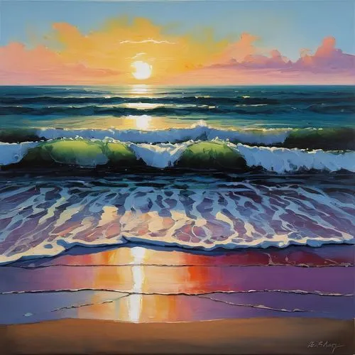 beach landscape,seascape,coast sunset,sea landscape,sunrise beach,coastal landscape,sunset beach,el mar,sun and sea,beach scenery,ocean,landscape with sea,seascapes,painting technique,oil painting on canvas,oil painting,ocean waves,dream beach,carol colman,sea-shore,Conceptual Art,Oil color,Oil Color 02