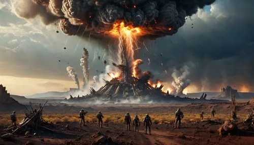 the eruption,badland,eruption,cataclysm,krakatoa,doomsday,volcanic landscape,scorched earth,pyroclastic,volcanic eruption,the volcano,eruptive,eruptions,volcanic,post-apocalyptic landscape,mushroom cloud,burning earth,apocalypse,volcanism,volcanic activity,Photography,General,Fantasy