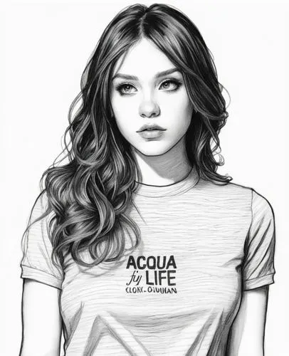 acuvue,girl in t-shirt,tshirt,fashion vector,accutane,vector girl,Illustration,Black and White,Black and White 12