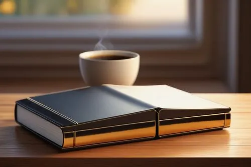 Modern computer design, intricate architecture, hardcover book, leather-bound spine, golden font title, coffee table setting, warm lighting, wooden floor, cozy atmosphere, minimalist decor, 3/4 compos