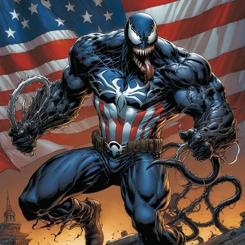 capitanamerica,captain american,venom,captain america,jamerica,symbiote,Illustration,American Style,American Style 02