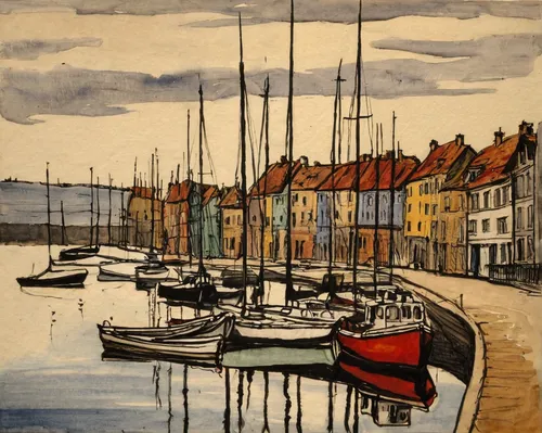 nyhavn,trondheim,copenhagen,christianshavn,harbor,david bates,malmö,greifswald harbor,denmark,bergen,harbour,boats in the port,sailboats,lübeck,boats,rubjerg knude,honfleur,eastern harbour,olle gill,vincent van gough,Art,Artistic Painting,Artistic Painting 01