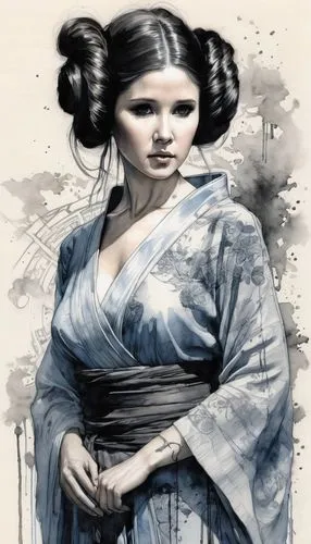 leia,padme,hanfu,organa,geisha,amidala,Illustration,Paper based,Paper Based 30