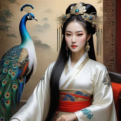 Chinese imperial palace of the Qin dynasty, on the throne sits a very beautiful charming Chinese woman with beautiful expressive eyes, beautiful thin lips, beautiful long hair, a martial artist, dress