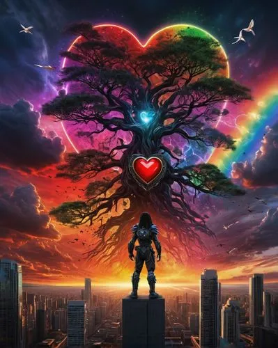 tree heart,colorful heart,heart chakra,heart background,colorful tree of life,flying heart,throughout the game of love,guardians of the galaxy,groot super hero,the heart of,heart energy,tree of life,love in air,a heart,heart icon,human heart,winged heart,rainbow background,cube love,all forms of love,Illustration,Realistic Fantasy,Realistic Fantasy 05