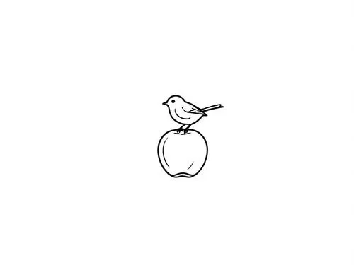 a bird that is standing on top of a apple,luginbill,bird outline,line art birds,bird drawing,bird png,quickbird,Design Sketch,Design Sketch,Rough Outline