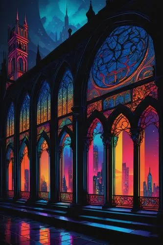 stained glass windows,stained glass,dusk background,stained glass window,cartoon video game background,haunted cathedral,cathedral,windows wallpaper,dusk,cityscape,colorful city,art background,hall of the fallen,fantasy city,background design,world digital painting,arcaded,mosques,temples,church windows,Art,Classical Oil Painting,Classical Oil Painting 36