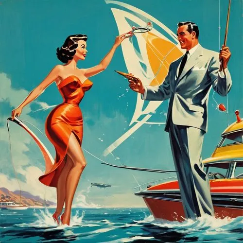 radebaugh,thunderball,yachters,speedboats,speedboat,superyachts,powerboating,yachting,bareboat,retro 1950's clip art,boat society,tailfins,powerboats,vintage illustration,edsel,yachtswoman,surfaris,sailboard,cruises,boat operator,Illustration,Retro,Retro 12