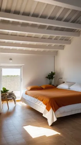 loft,wooden beams,canopy bed,modern room,sleeping room,bed frame,contemporary decor,attic,bedroom,home interior,concrete ceiling,guest room,modern decor,wooden floor,search interior solutions,daylighting,guestroom,wood flooring,dunes house,hardwood floors,Photography,General,Realistic