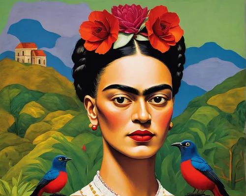 frida,rosella,el salvador dali,habaneras,rosa bonita,nicaraguan cordoba,parrot,portrait of a woman,adelita,caatinga,peruvian women,orientalism,perico,mexican calendar,flamenco,parrot couple,folk art,parrots,atala,cienaga de zapata,Art,Artistic Painting,Artistic Painting 31