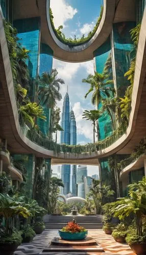 ecotopia,futuristic landscape,futuristic architecture,titanum,arcology,biopiracy,yavin,terraformed,terraformer,futuristic art museum,amazonica,futuristic,sky space concept,terraforming,habitats,megacorporation,utopian,biodome,megacorporations,singapore,Illustration,Realistic Fantasy,Realistic Fantasy 39