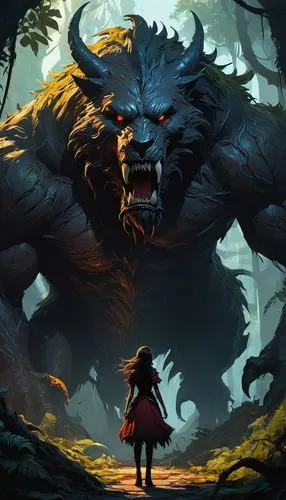 barghuti,bear guardian,werewolve,jayasimha,beheira,mondor,mononoke,red riding hood,fenrir,rakshasa,game illustration,ghibli,ganon,narasimha,osita,zebari,kaido,barghest,howl,werewolf,Conceptual Art,Sci-Fi,Sci-Fi 01