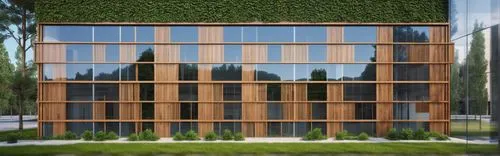 wooden facade,cubic house,timber house,eco-construction,frame house,glass facade,wooden windows,wood window,garden elevation,wooden house,lattice windows,apartment building,residential tower,modern house,grass roof,residential house,modern building,modern architecture,appartment building,wood fence,Photography,General,Realistic