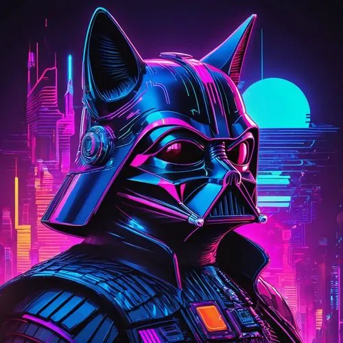 vader,darth vader,dark side,cg artwork,vector illustration,cat vector,80s,vector art,solo,empire,80's design,would a background,vector graphic,lando,imperial,star wars,retro background,starwars,cyberpunk,chewy,Conceptual Art,Sci-Fi,Sci-Fi 27