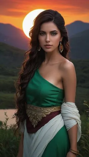 celtic woman,celtic queen,indian woman,sari,indian,indian girl,miss circassian,saree,tarhana,east indian,pooja,indian bride,jaya,romantic look,humita,celtic harp,thracian,arab,assyrian,girl in a long dress,Conceptual Art,Fantasy,Fantasy 11