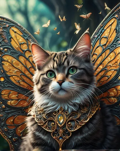 fantasy art,faery,faerie,fantasy picture,fantasy portrait,silver tabby,fairy tale character,capricorn kitz,tabby cat,cat sparrow,vanessa (butterfly),cat warrior,cupido (butterfly),butterfly background,fairy queen,cat image,navi,norwegian forest cat,wild emperor,fairy,Photography,General,Fantasy