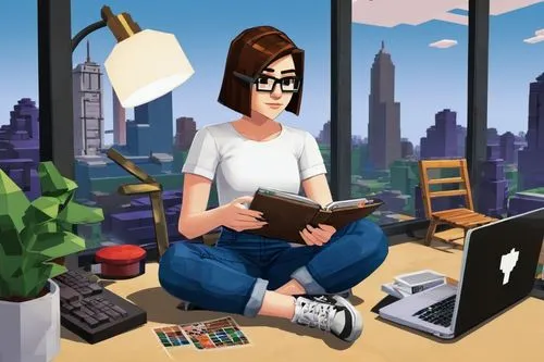 girl studying,girl at the computer,blur office background,office worker,secretarial,modern office,librarian,bookkeeper,bibliographer,computerologist,pixton,computer graphics,game illustration,freelancer,illustrator,working space,telecommuters,wonderworker,sci fiction illustration,businesswoman,Unique,Pixel,Pixel 03