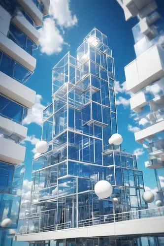 sky apartment,skyscraping,voxels,arcology,glass building,skycraper,cloudmont,water cube,cubic house,fractal environment,futuristic architecture,sky space concept,unbuilt,skyscraper,superstructure,superstructures,glass blocks,verticality,cloudstreet,3d render,Illustration,Realistic Fantasy,Realistic Fantasy 37