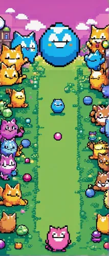 pixaba,frog gathering,round kawaii animals,mushroom island,wooser,pixel cells,rainbow world map,round animals,pixel art,cartoon forest,rubber ducks,kawaii animal patch,birthday banner background,blobs,kirby,glob urs,acid lake,school of fish,april fools day background,cat supply,Unique,Pixel,Pixel 02