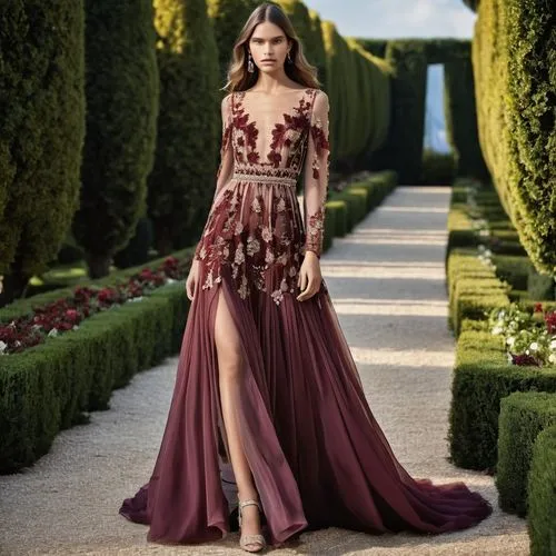 tahiliani,a floor-length dress,sabyasachi,eveningwear,evening dress,late burgundy,Photography,General,Realistic