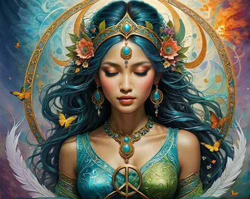 fantasy art,inara,fantasy portrait,blue enchantress,the enchantress,priestess,oriental princess,baoshun,zodiac sign libra,fantasy woman,sorceress,mervat,kahlan,faires,priestesses,oshun,mystical portrait of a girl,estess,qidra,fantasy picture,Conceptual Art,Fantasy,Fantasy 16