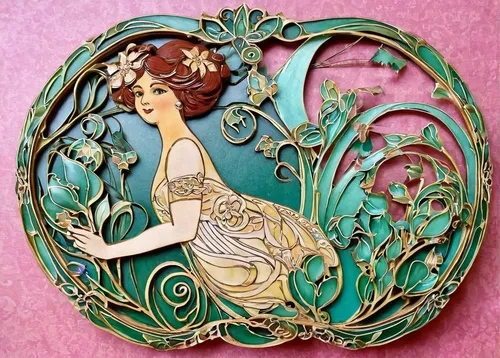 art nouveau,art nouveau frame,art nouveau design,art nouveau frames,art deco wreaths,art deco frame,art deco ornament,decorative plate,floral silhouette frame,enamelled,wall plate,art deco woman,floral ornament,floral and bird frame,gold foil art deco frame,rococo,vintage ornament,royal icing,jewelry basket,pâtisserie,Illustration,Retro,Retro 13